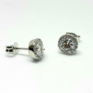 9ct White Gold Hallmarked Stone Set Earrings - Product Code - VX595