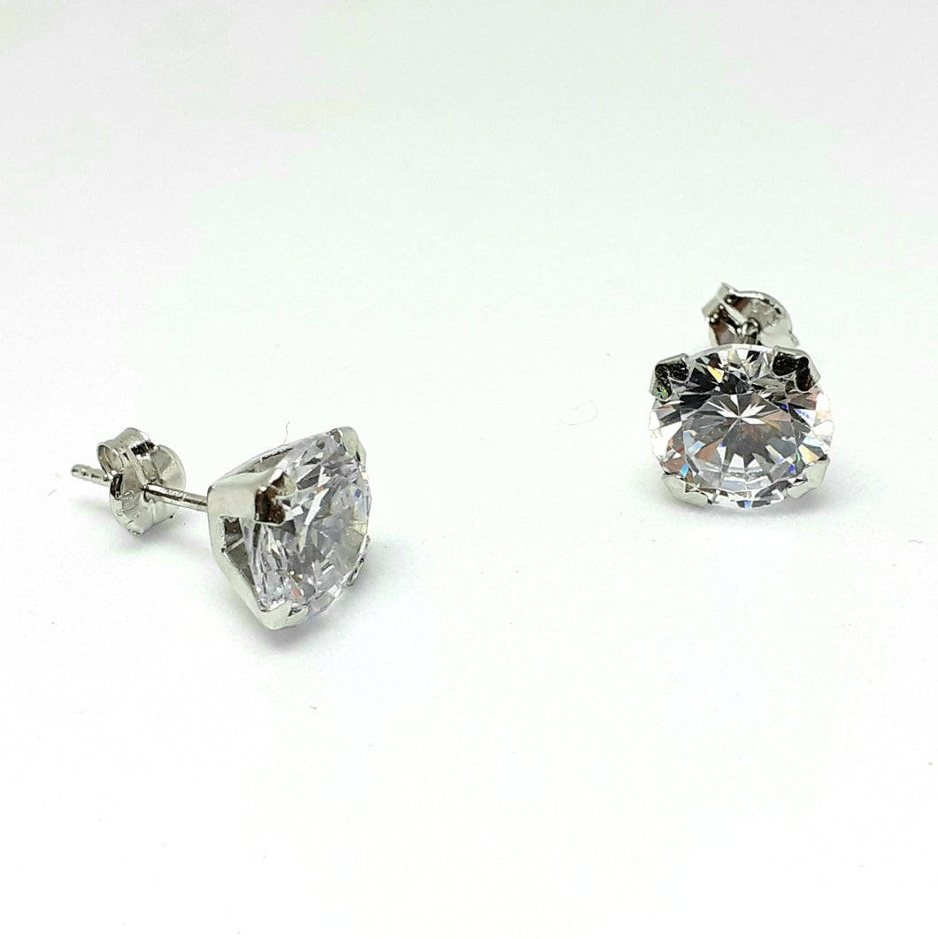 9ct White Gold Hallmarked Stone Set Earrings - Product Code - VX96