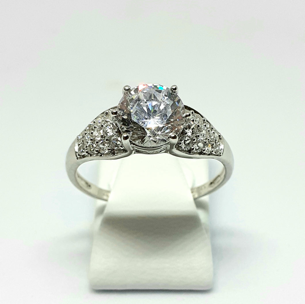 9ct White Gold Hallmarked Stone Set Ring - Product Code - VX623
