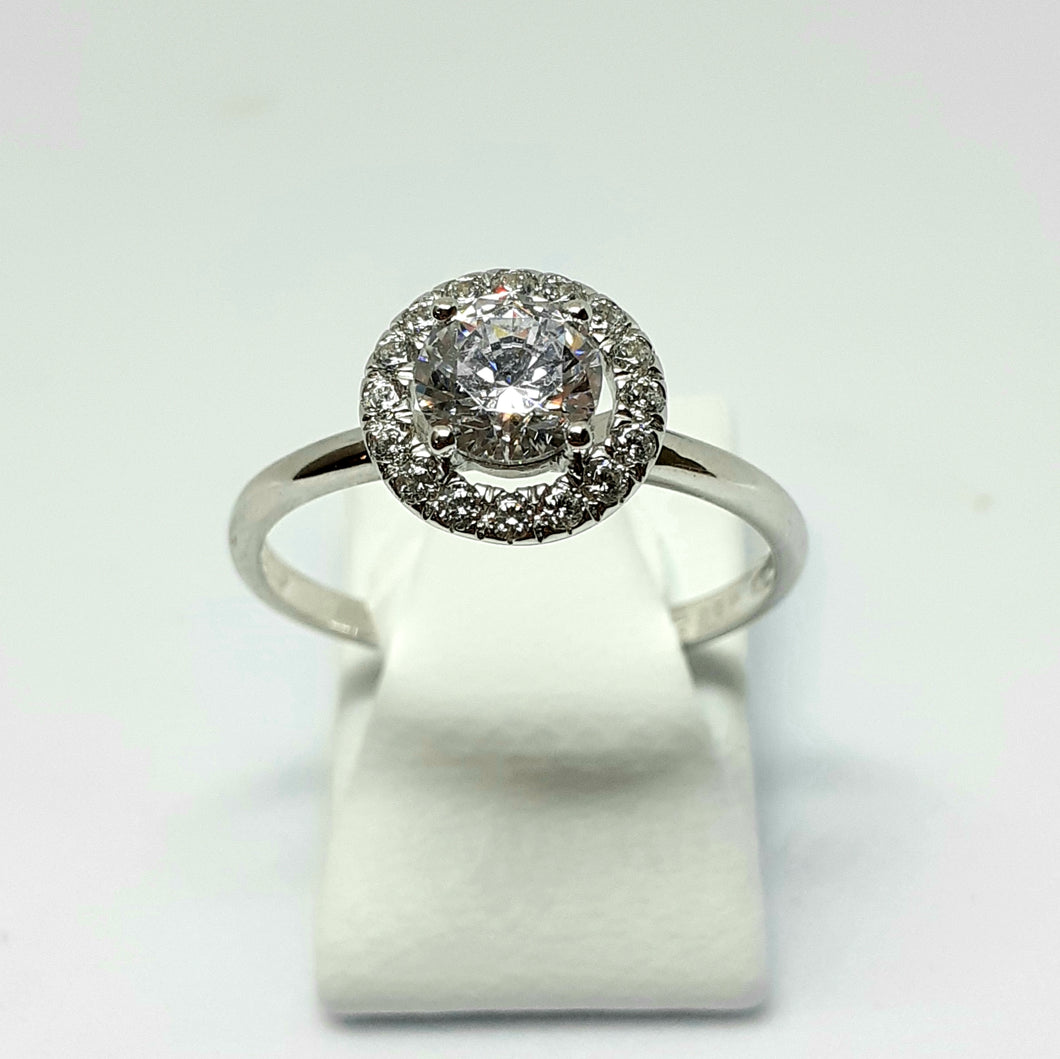 9ct White Gold Hallmarked Stone Set Ring - Product Code - VX628