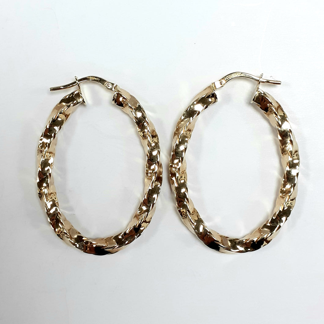 9ct Yellow Gold Hallmarked Creole Earring - Product Code - J162