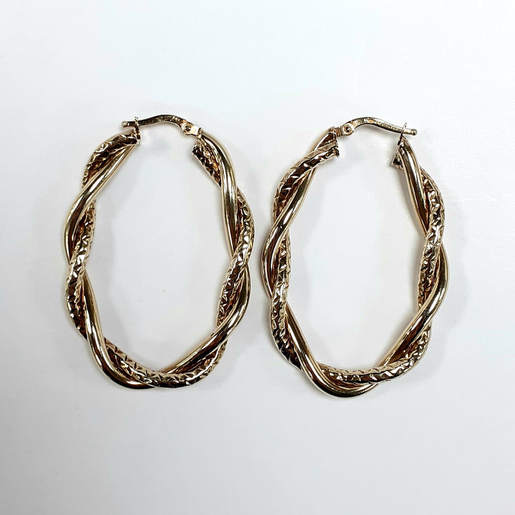 9ct Yellow Gold Hallmarked Creole Earring - Product Code - J192