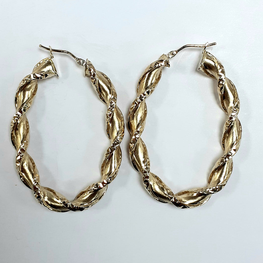 9ct Yellow Gold Hallmarked Creole Earring - Product Code - J583