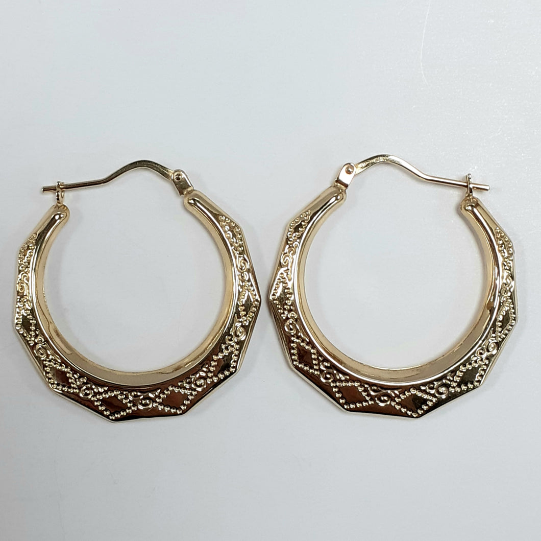 9ct Yellow Gold Hallmarked Creole Earring - Product Code - VX11