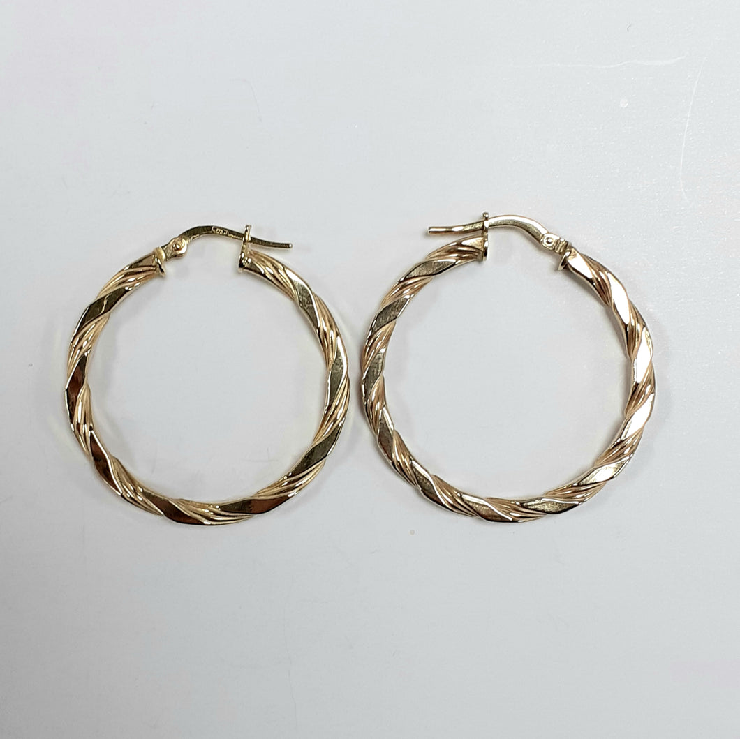 9ct Yellow Gold Hallmarked Creole Earring - Product Code - VX699