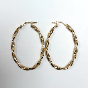9ct Yellow Gold Hallmarked Creole Earring - Product Code - VX74