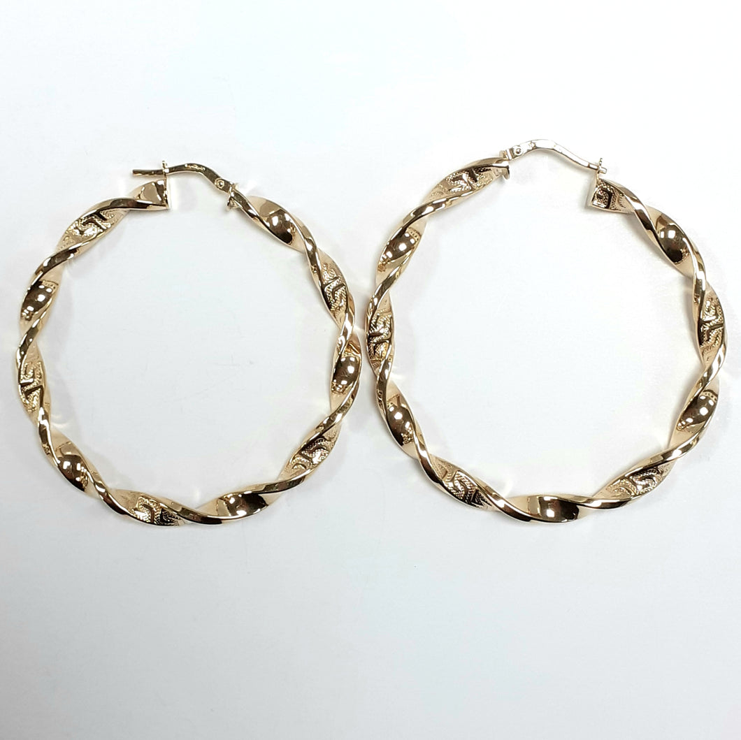 9ct Yellow Gold Hallmarked Creole Earring - Product Code - VX218