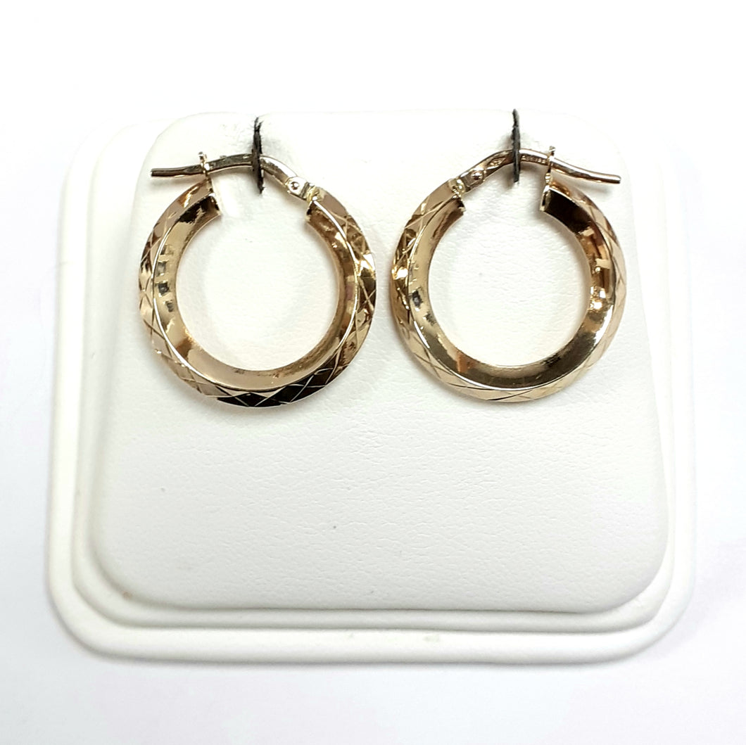 9ct Yellow Gold Hallmarked Creole Earring - Product Code - VX383