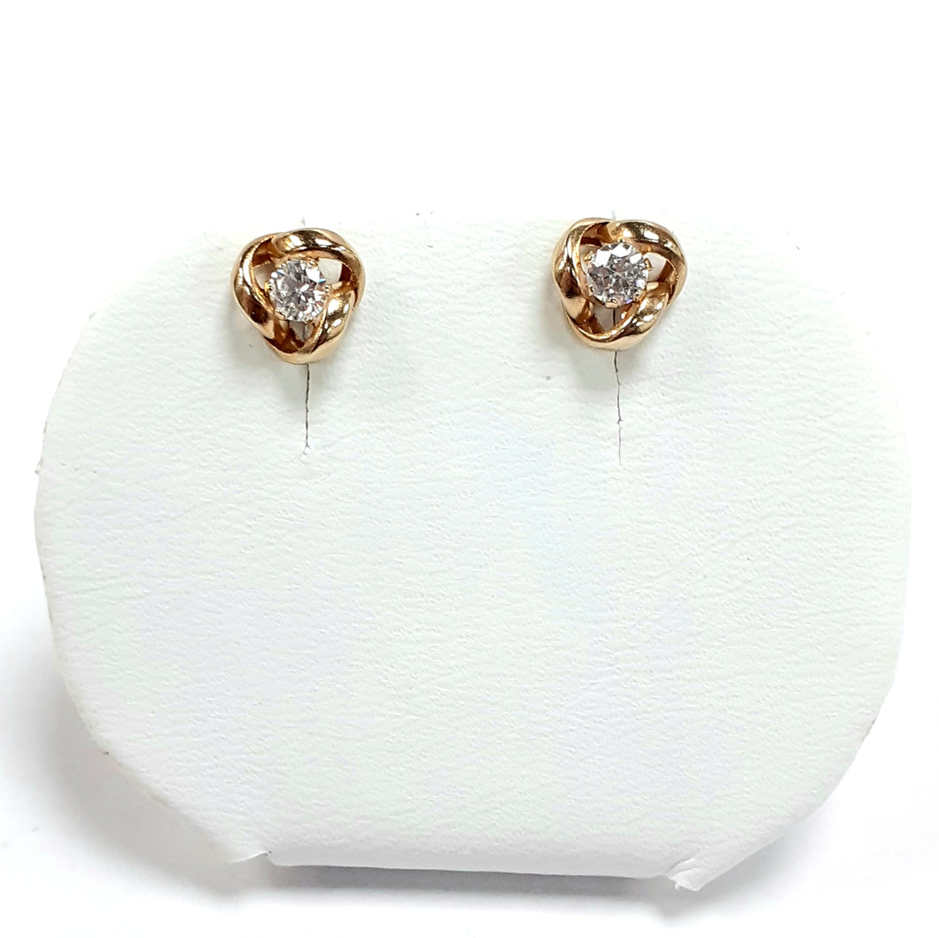 9ct Yellow Gold Hallmarked Cubic Zirconia Earrings - Product Code - BX14