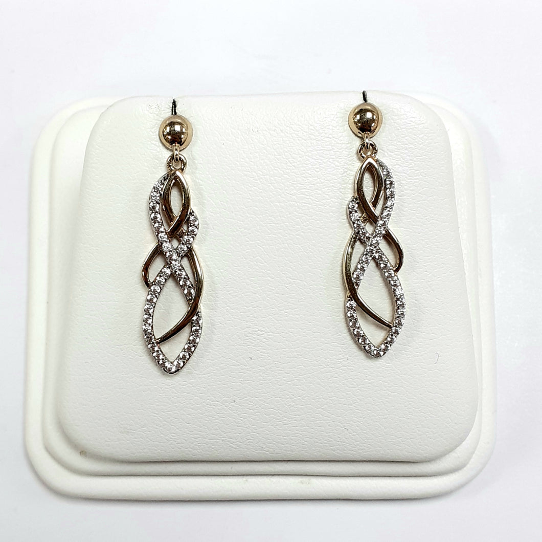9ct Yellow Gold Hallmarked Cubic Zirconia Earrings - Product Code - C645