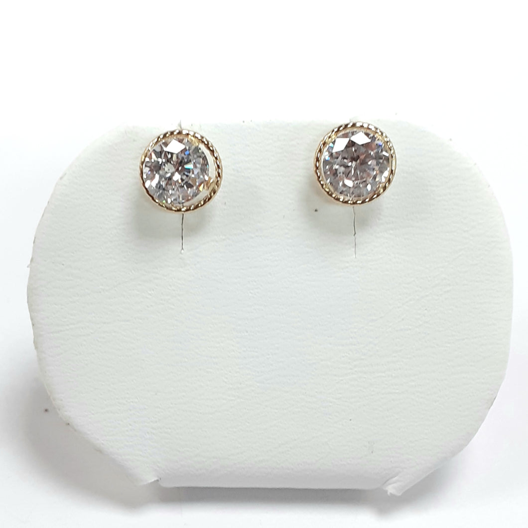 9ct Yellow Gold Hallmarked Cubic Zirconia Earrings - Product Code - J599