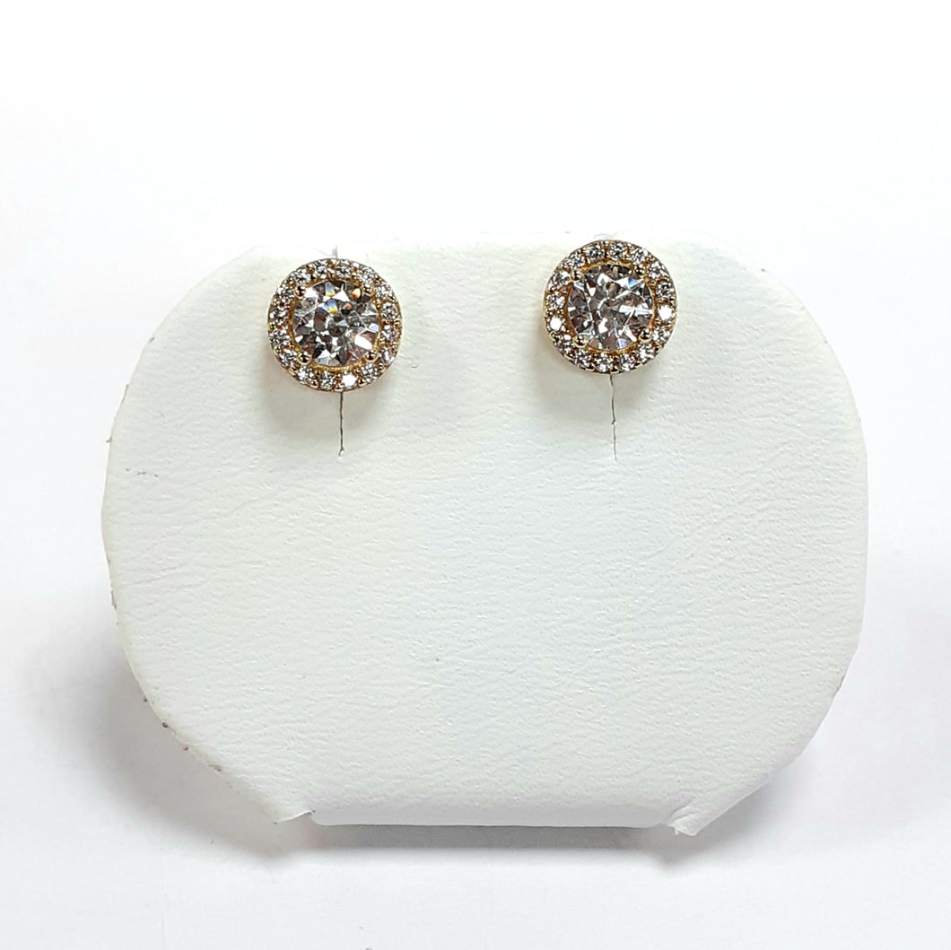 9ct Yellow Gold Hallmarked Cubic Zirconia Earrings - Product Code - VX404