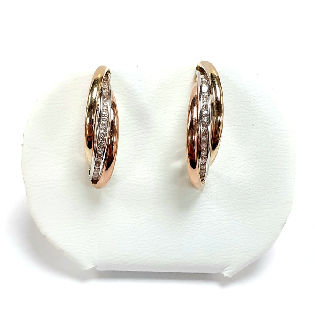 9ct Yellow Gold Hallmarked Cubic Zirconia Earrings - Product Code - VX479