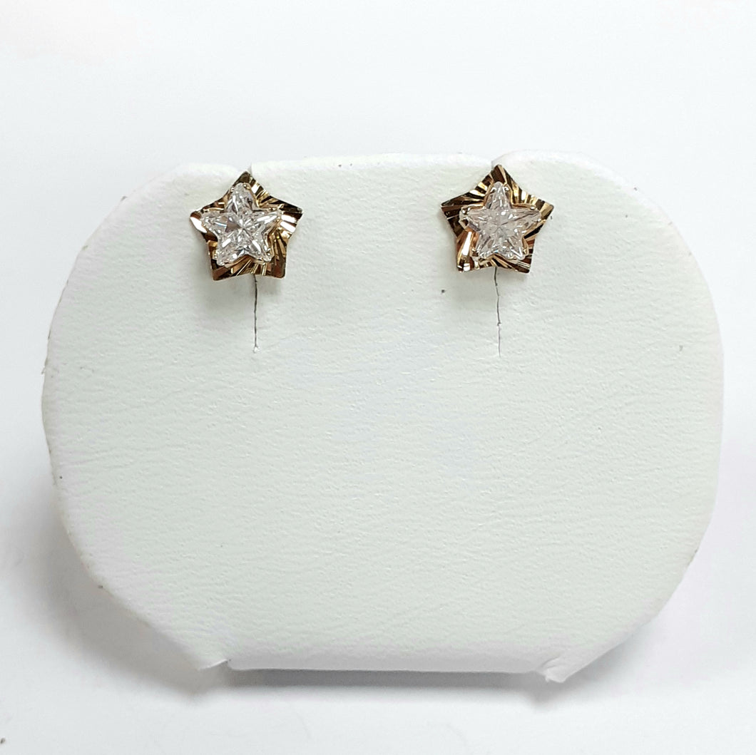 9ct Yellow Gold Hallmarked Cubic Zirconia Earrings - Product Code - VX790