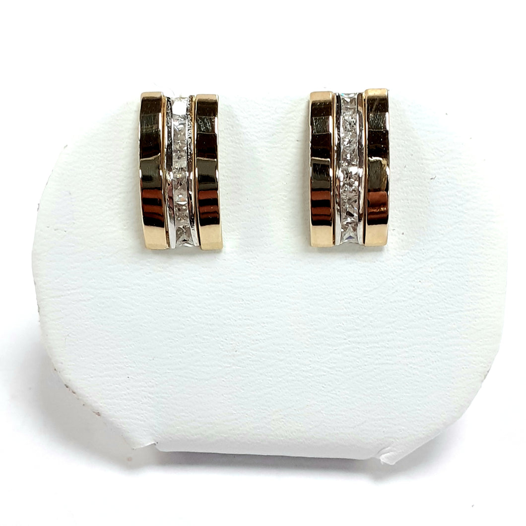 9ct Yellow Gold Hallmarked Cubic Zirconia Earrings - Product Code - VX834