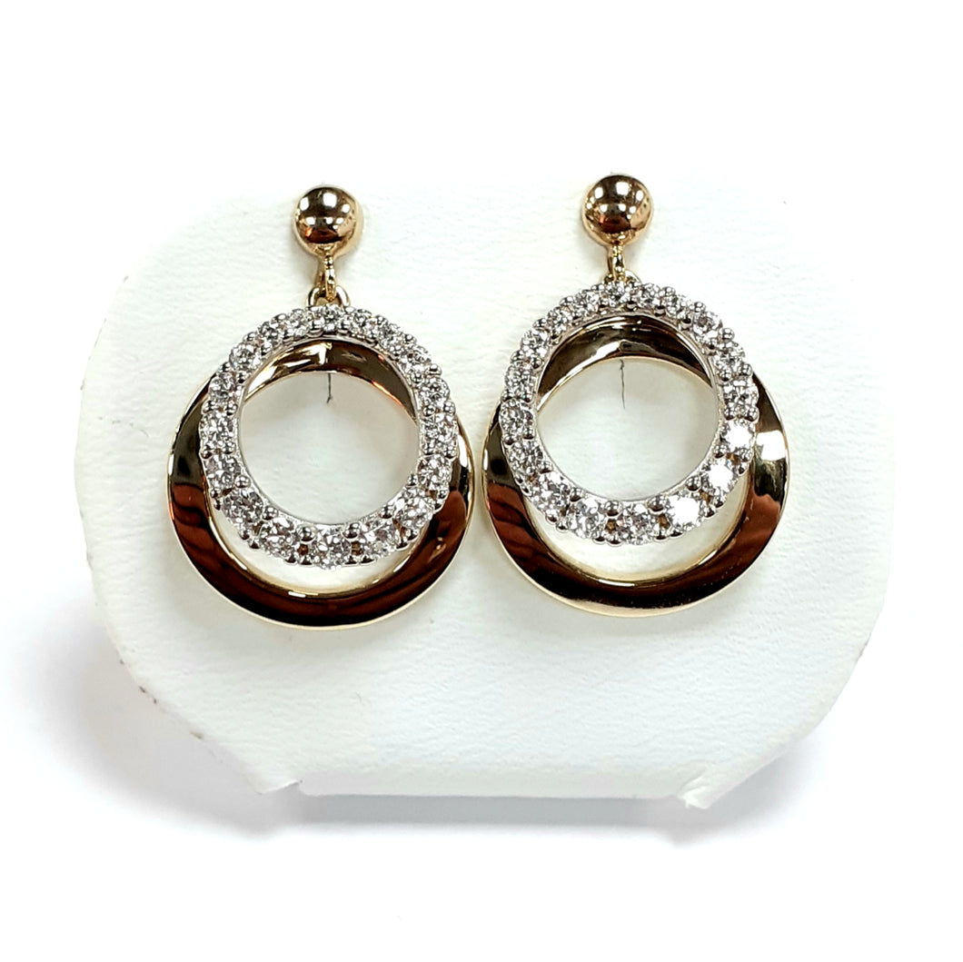 9ct Yellow Gold Hallmarked Cubic Zirconia Earrings - Product Code - VX835
