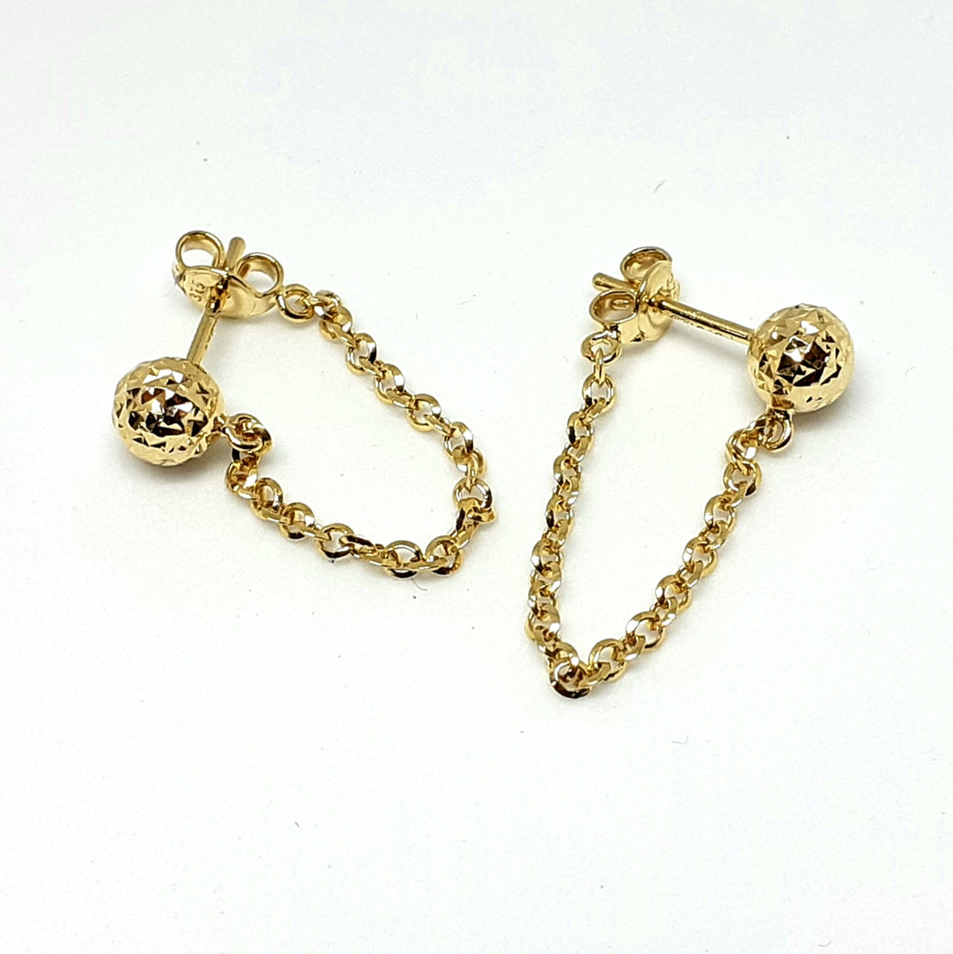 9ct Yellow Gold Hallmarked Drop Earrings - Product Code - VX378