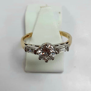 9ct Yellow Gold Hallmarked Ladies Cubic Zirconia Ring - Product Code - F34
