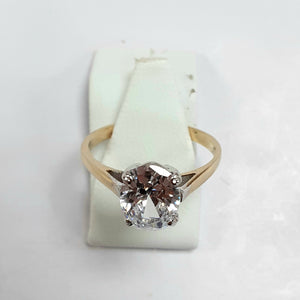 9ct Yellow Gold Hallmarked Ladies Cubic Zirconia Ring - Product Code - F83