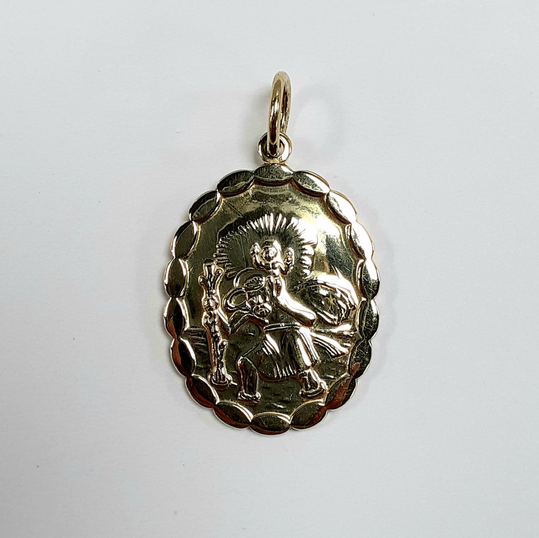 9ct Yellow Gold Hallmarked Saint Christopher - Product Code - J548