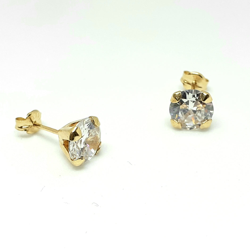 9ct Yellow Gold Hallmarked Stone Set Earrings - Product Code - VX398