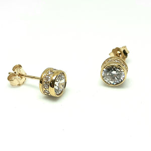 9ct Yellow Gold Hallmarked Stone Set Earrings - Product Code - VX401