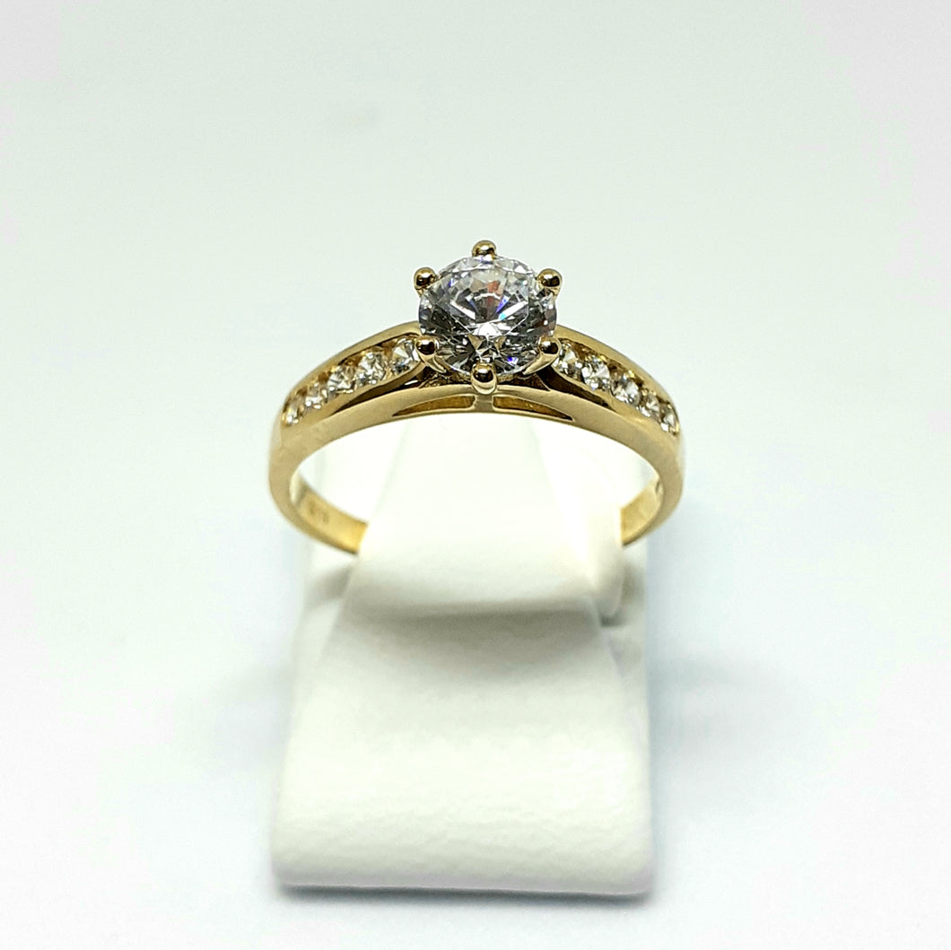 9ct Yellow Gold Hallmarked Stone Set Ring - Product Code - VX463
