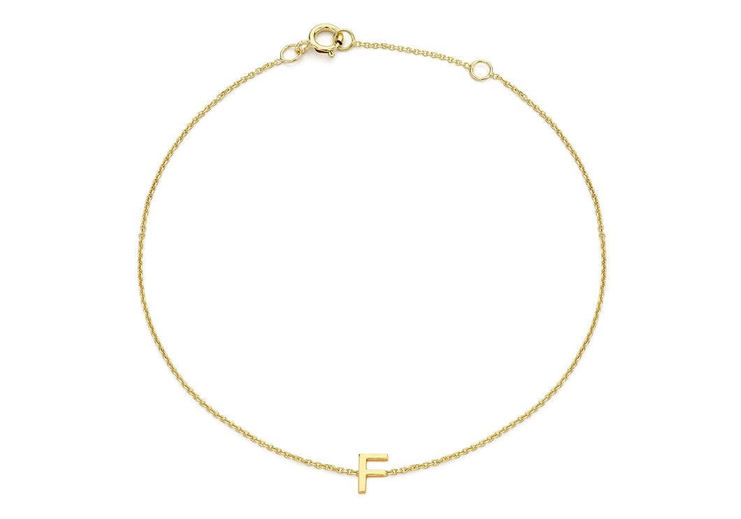 9ct Yellow Gold Initial 'F' Bracelet - Product Code - 1.29.0155