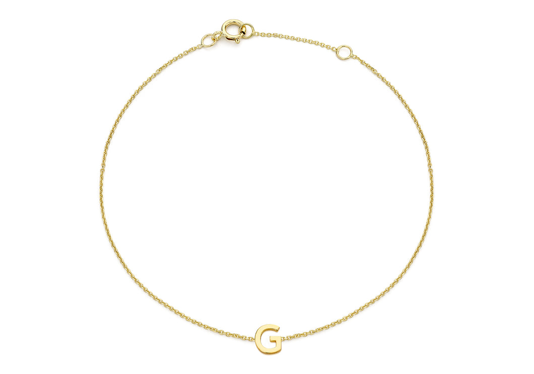 9ct Yellow Gold Initial 'G' Bracelet - Product Code - 1.29.0156