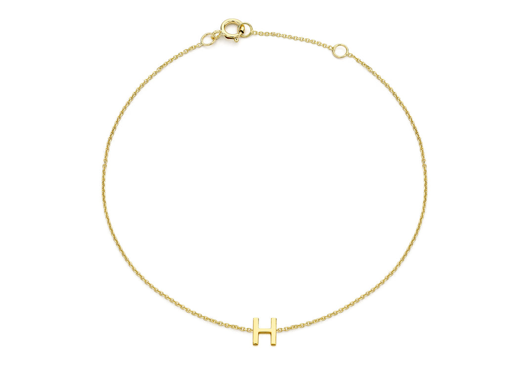 9ct Yellow Gold Initial 'H' Bracelet - Product Code - 1.29.0157