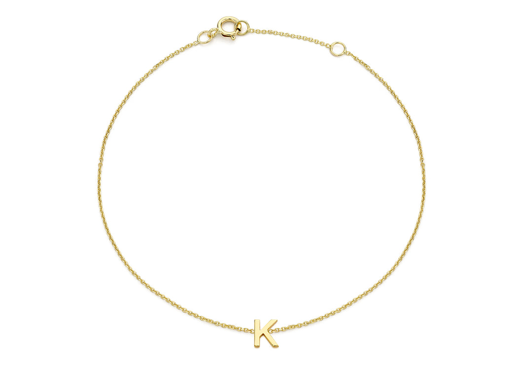 9ct Yellow Gold Initial 'K' Bracelet - Product Code - 1.29.0160