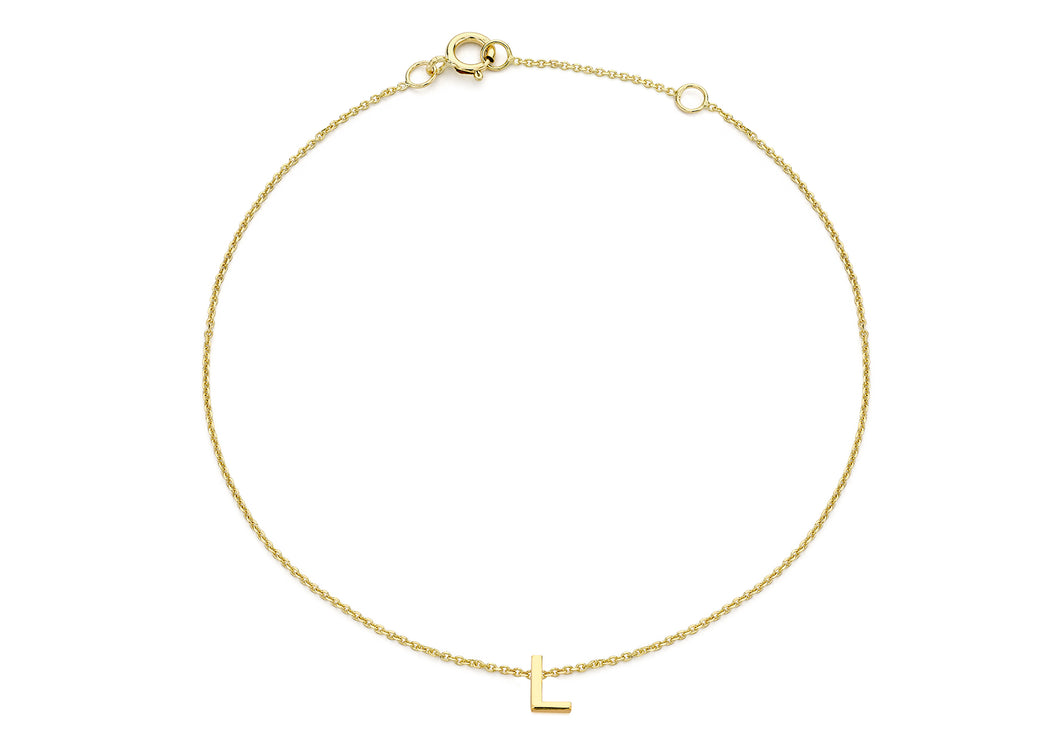 9ct Yellow Gold Initial 'L' Bracelet - Product Code - 1.29.0161