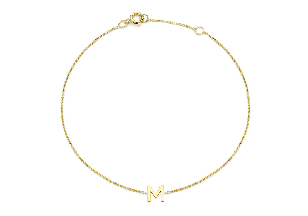 9ct Yellow Gold Initial 'M' Bracelet - Product code - 1.29.0162