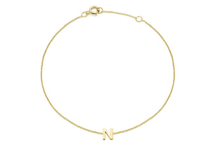 9ct Yellow Gold Initial 'N' Bracelet - Product Code - 1.29.0163