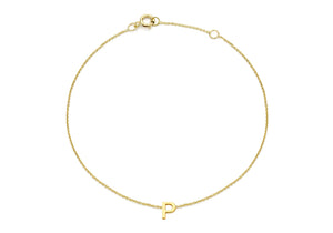 9ct Yellow Gold Initial 'P' Bracelet - Product Code - 1.29.0165