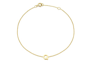 9ct Yellow Gold Initial 'Q' Bracelet - Product Code - 1.29.0166