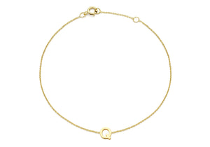 9ct Yellow Gold Initial 'Q' Bracelet - Product Code - 1.29.0166