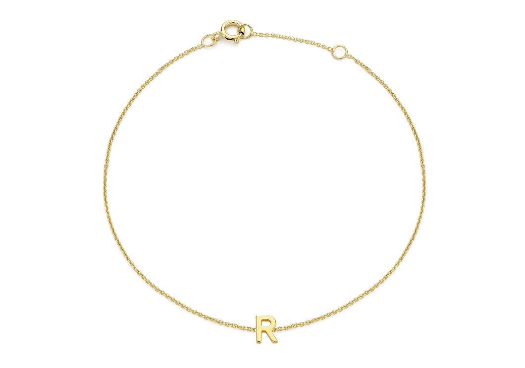 9ct Yellow Gold Initial 'R' Bracelet - Product Code - 1.29.0167