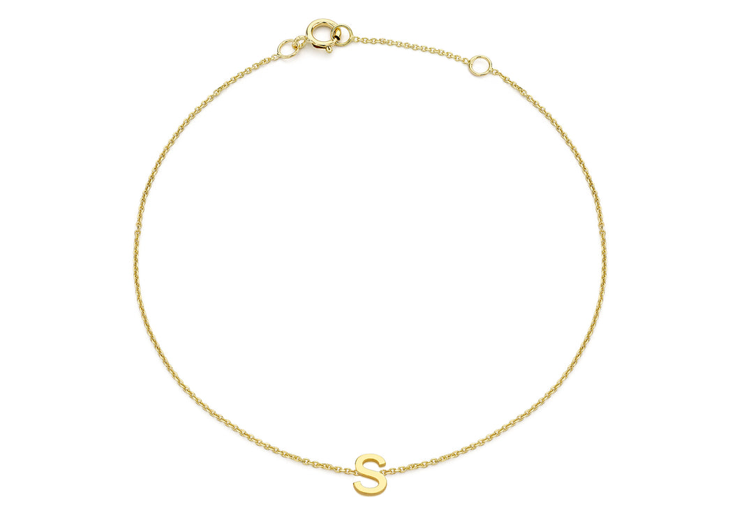 9ct Yellow Gold Initial 'S' Bracelet - Product Code - 1.29.0168