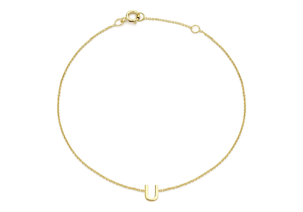 9ct Yellow Gold Initial 'U' Bracelet - Product Code - 1.29.0170