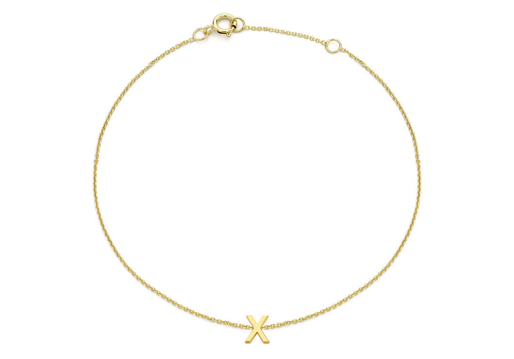 9ct Yellow Gold Initial 'X' Bracelet - Product Code - 1.29.0173