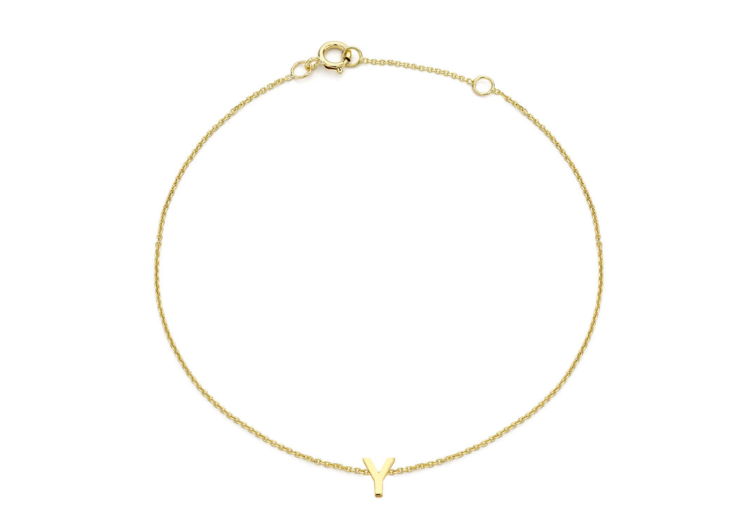 9ct Yellow Gold Initial 'Y' Bracelet - Product code - 1.29.0174