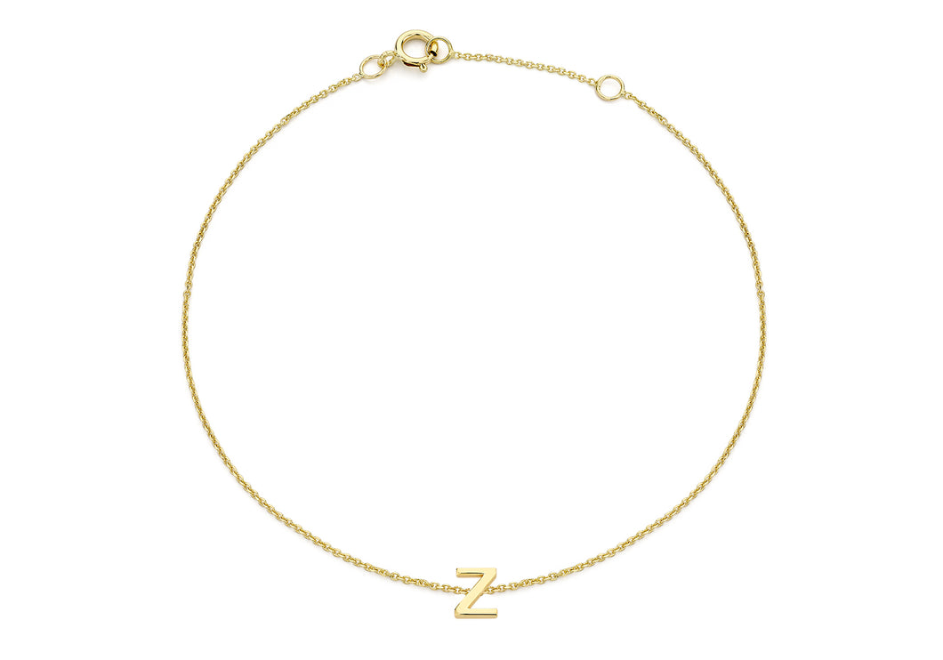 9ct Yellow Gold Initial 'Z' Bracelet - Product code - 1.29.0175