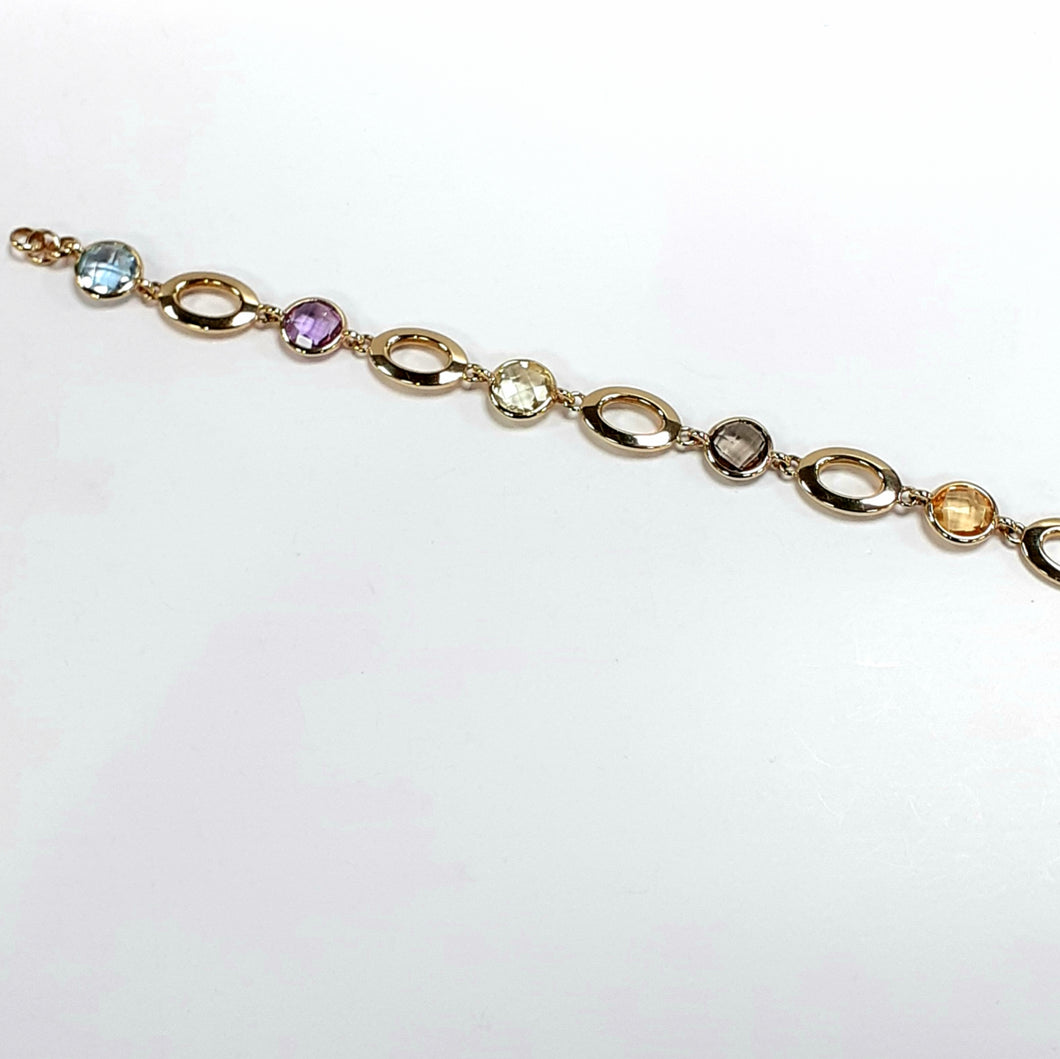9ct Yellow Gold Stone Set Ladies Bracelet - Product Code - C226