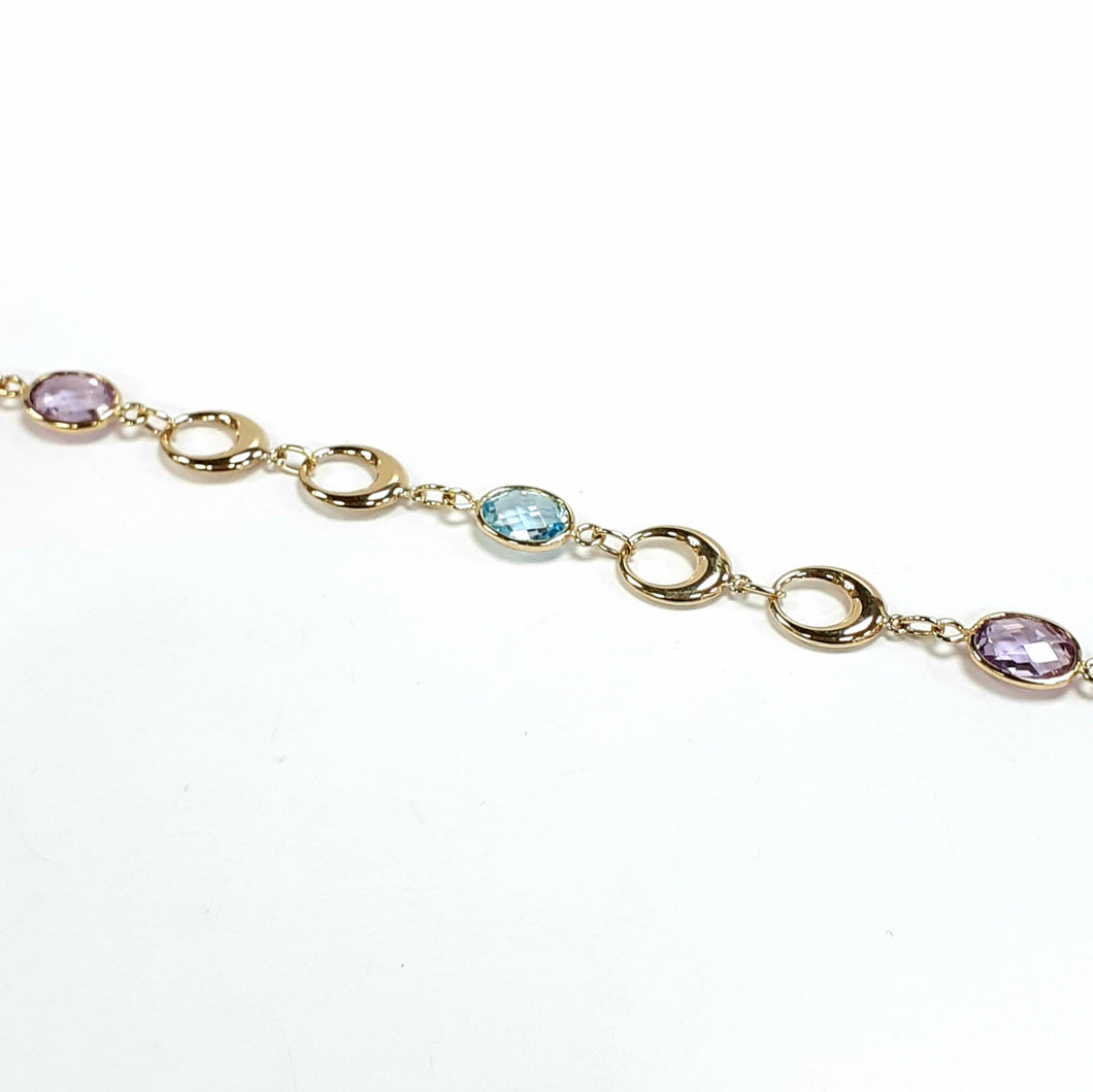 9ct Yellow Gold Stone Set Ladies Bracelet - Product Code - C811