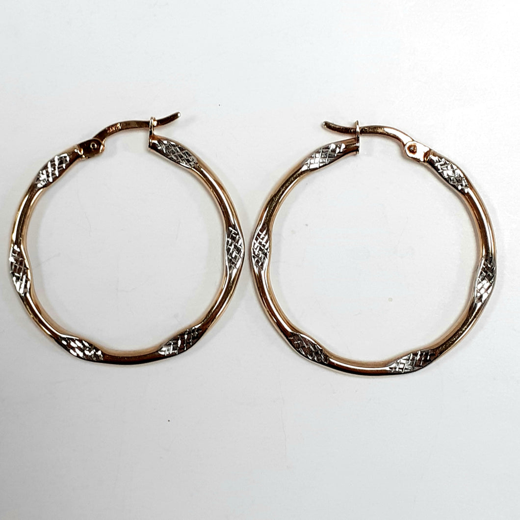 9ct Yellow & White Gold Hallmark Earrings - Product Code - C113