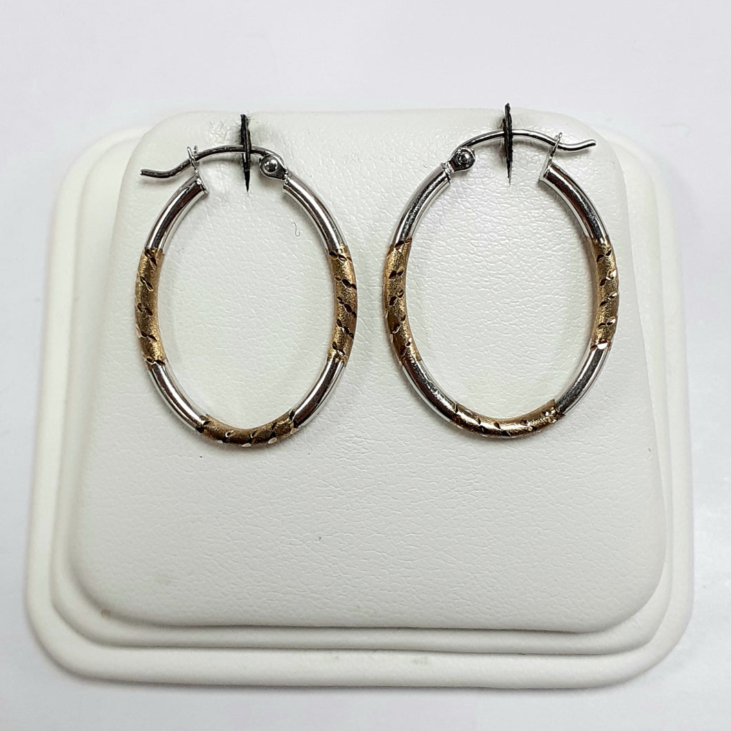 9ct Yellow & White Gold Hallmark Earrings - Product Code - C94