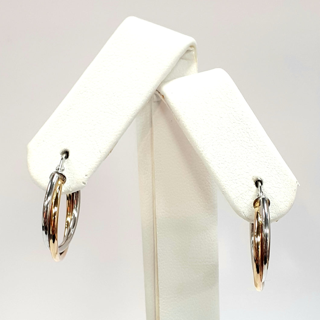 9ct Rose & White Gold Hallmark Earrings - Product Code - J580