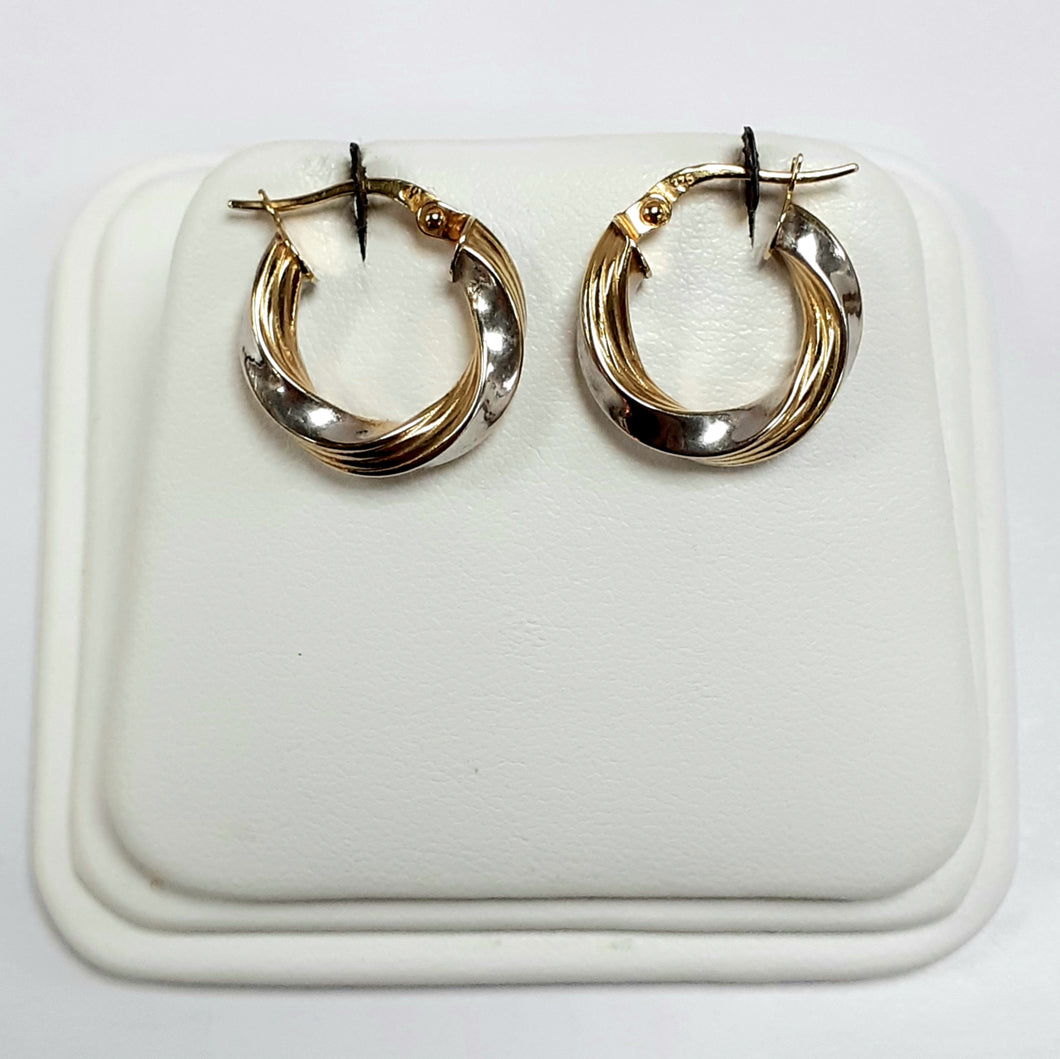 9ct Yellow & White Gold Hallmark Earrings - Product Code - VX232