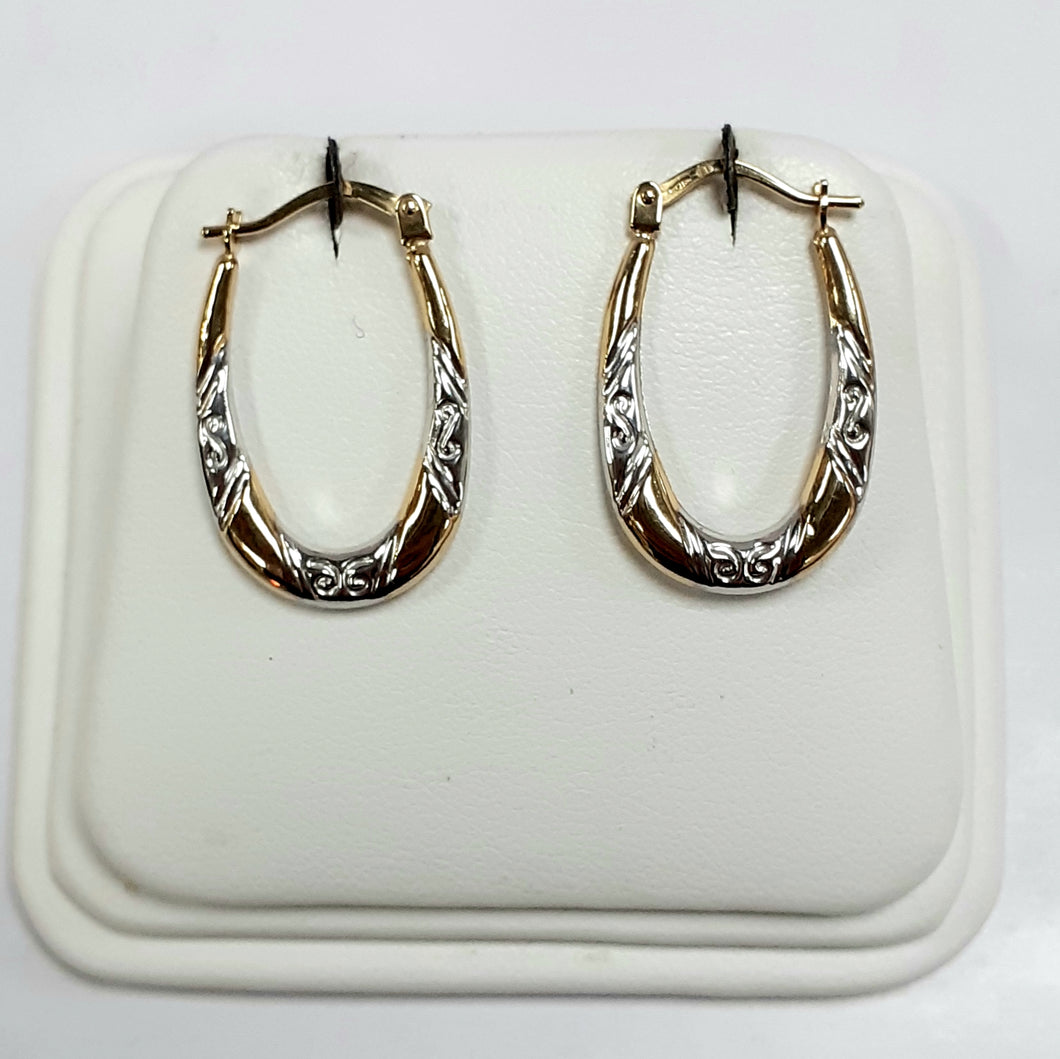 9ct Yellow & White Gold Hallmark Earrings - Product Code - VX56